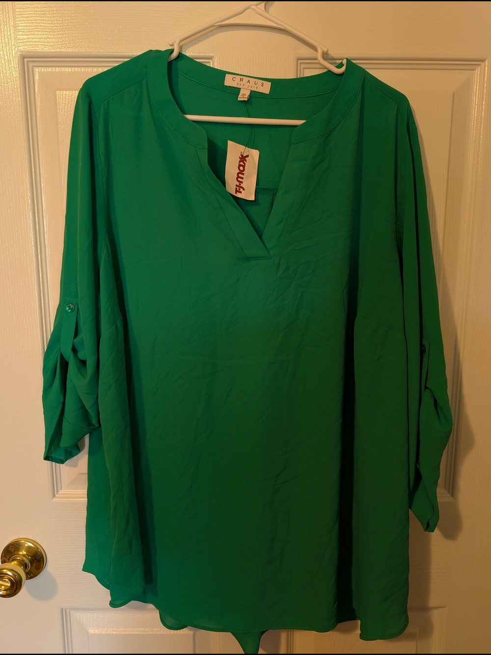 Chaus Women's Green V-Neck Blouse